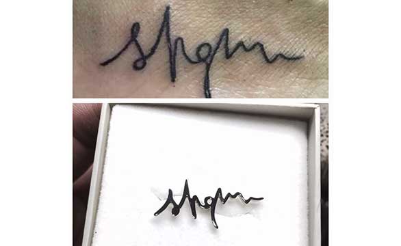 Tatuaje joya palabra personalizada por Crisol Joyas de Autor